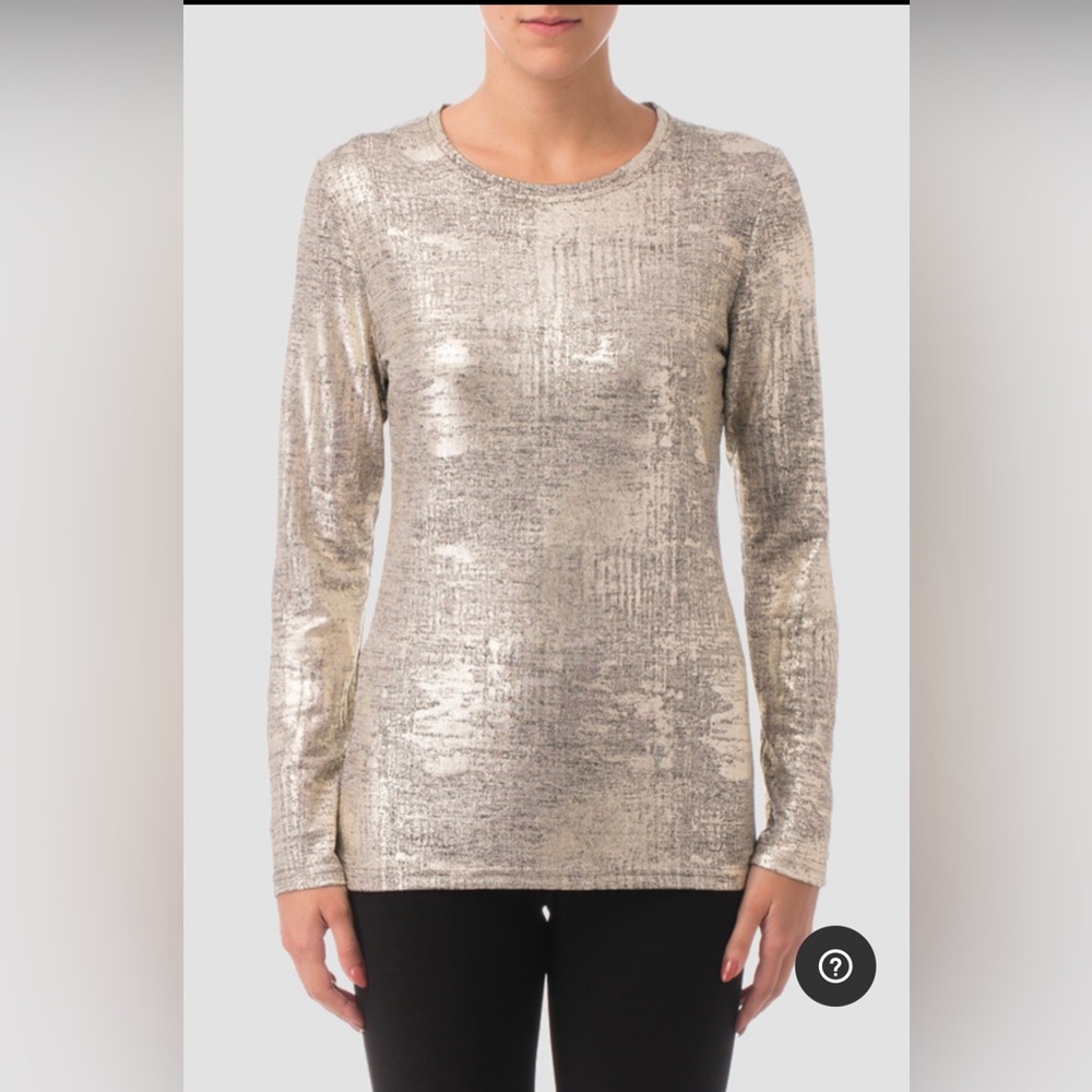 Joseph Ribkoff metallic silver tee. Looks like liquid silver when on!
